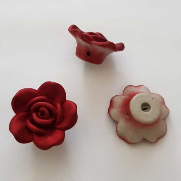 Fleur Rose Givr&eacute; 25 mm Rouge