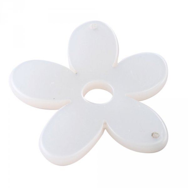 Fleur r&eacute;sine Galastyl 5 p&eacute;tales 2 trous 58 mm Blanc