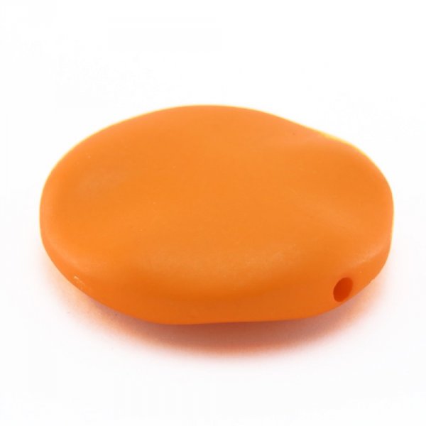 Galet plat r&eacute;sine rond 27 x 8 mm effet cuir Orange