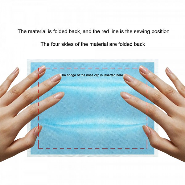 Maskefremstillingss&aelig;t med filter, n&aelig;sebro og &oslash;reb&aring;nd