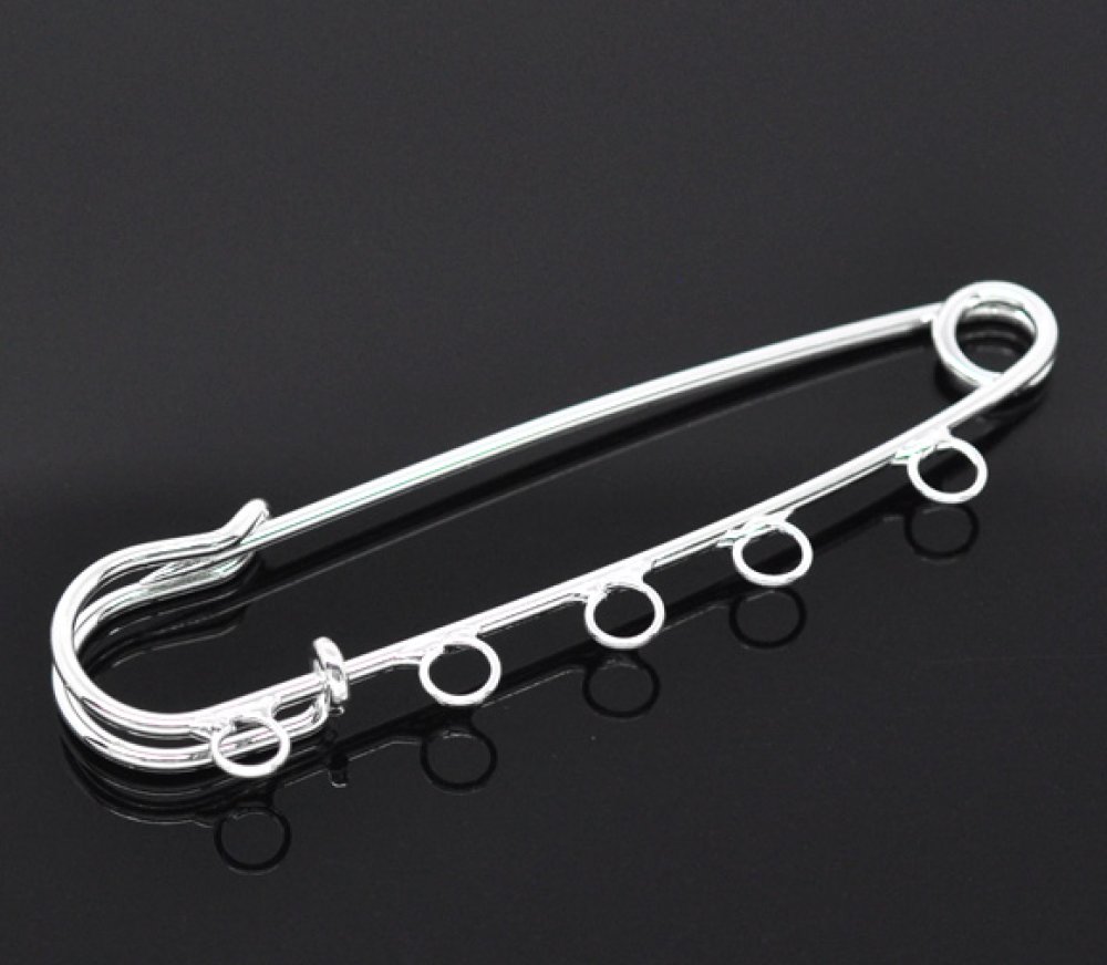 Sæt med 20 sølvsølv sygeplejerske pinholdere 5 ringe 70x20mm N°004
