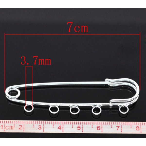 S&aelig;t med 20 s&oslash;lvs&oslash;lv sygeplejerske pinholdere 5 ringe 70x20mm N&deg;004