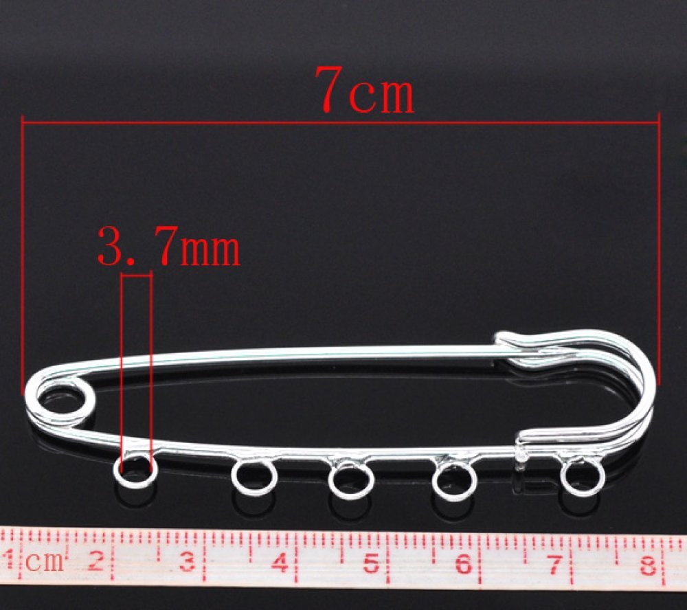 Sæt med 20 sølvsølv sygeplejerske pinholdere 5 ringe 70x20mm N°004