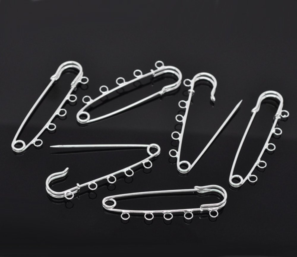 Sæt med 20 sølvsølv sygeplejerske pinholdere 5 ringe 70x20mm N°004