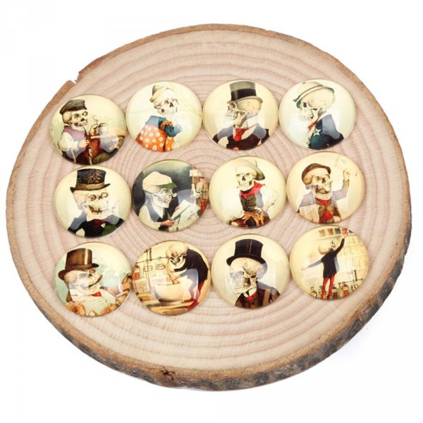 Lot 20 runde glas cabochon 25mm gammel mand skelet Blandet glas cabochon 