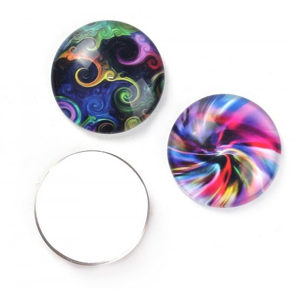 Lot 20 glascabochoner runde 25 mm 95108