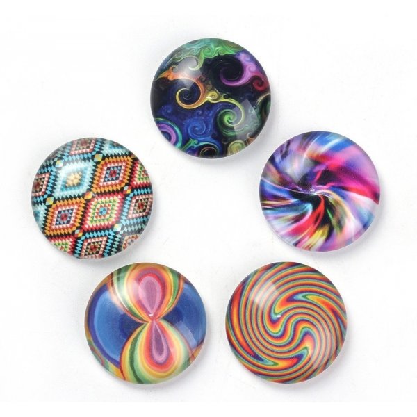 Lot 20 glascabochoner runde 25 mm 95108