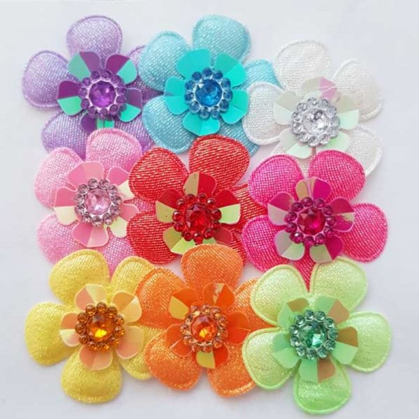 Lot 9 blomster 5 kronblade Stof N&deg;01