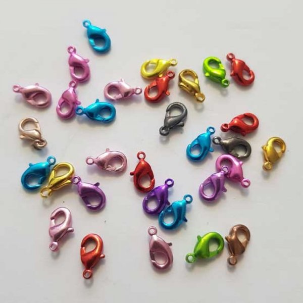 Lot Fermoir Mousqueton 10 x 06 mm Multi-couleur x 31 pi&egrave;ces