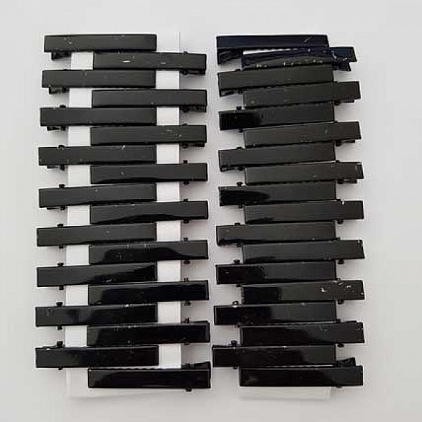 Lot N&deg;02 de 36 &eacute;pingles cheveux pinces barrettes Crocodiles - Couleur Noir 46 mm x 7 mm.