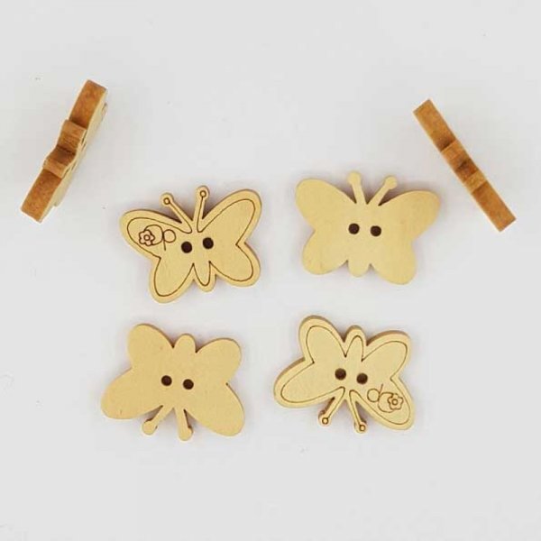 Lot de 10 boutons bois papillons N&deg;01