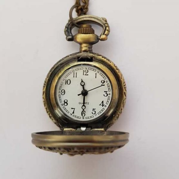 Montre Gousset Libellule Bronze Antique avec Cha&icirc;ne