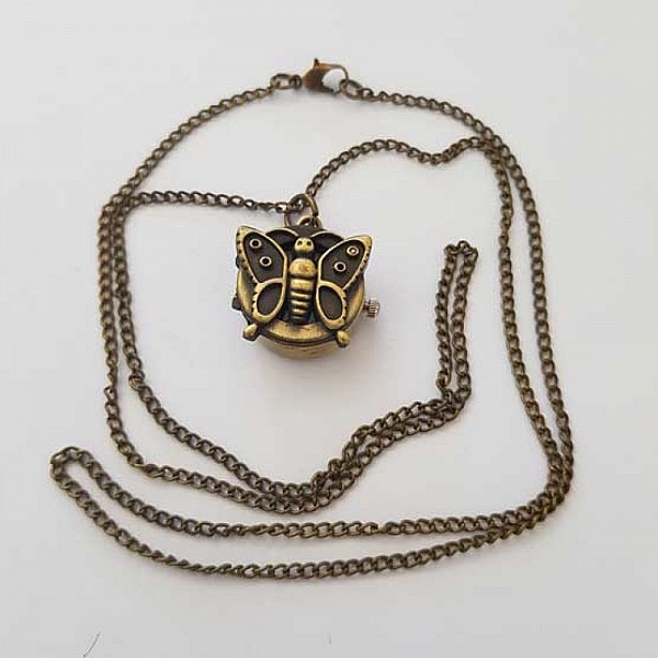 Antik bronze sommerfugleur med kasse og k&aelig;de