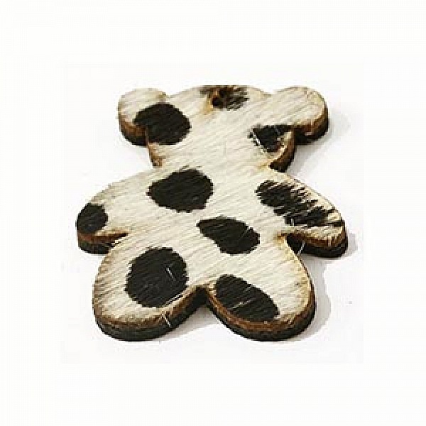 Pendentif ours en fourrure blanche et noire 24x29mm