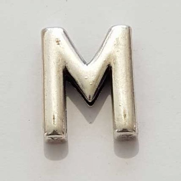 Passant 25 mm en Zamak Lettre M  Argent