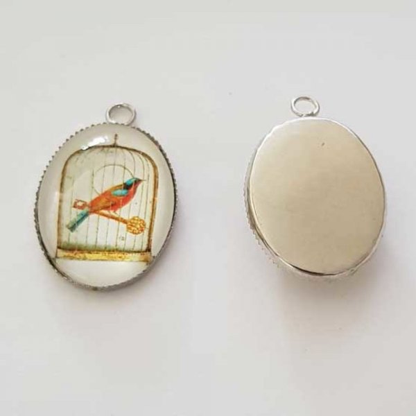 Pendentif Cabochon Ovale 25 x 18 mm en Verre Fantaisie N&deg;03-01