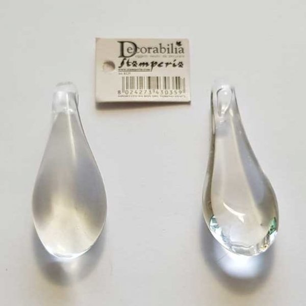 Pendentif N&deg;003 Goutte En Verre Transparent Stamperia