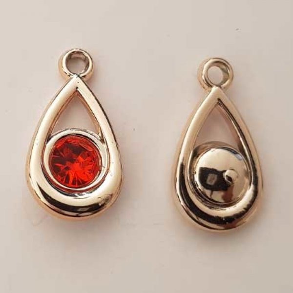 Pendentif en plastique et strass acrylique goute N&deg;05 rouge
