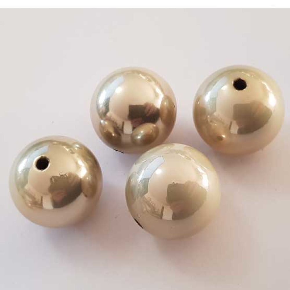 Perle Acrylique Ronde 24 mm Beige Brillante 02 x 1 Pièce