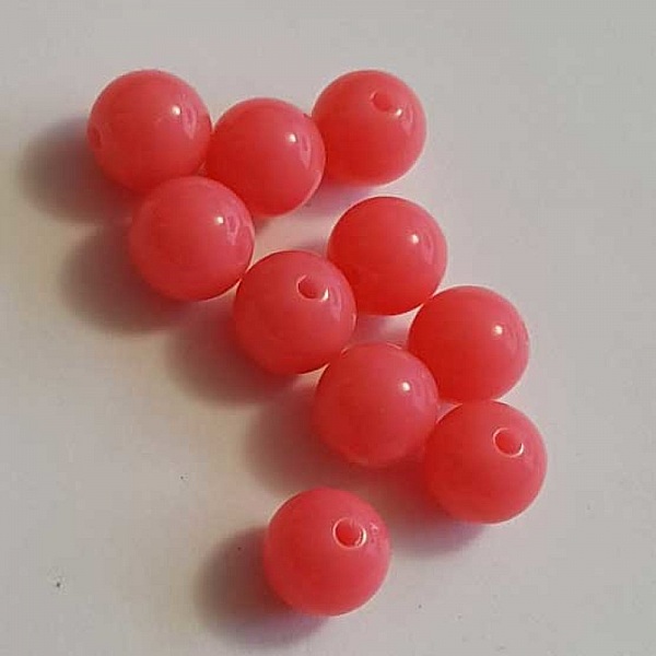 Perle Acrylique Ronde 10 mm Rose 01 x 1 Pi&egrave;ce