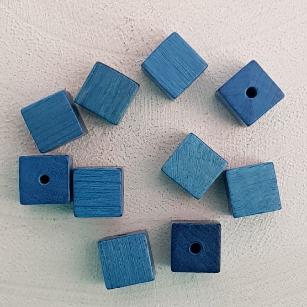 Wooden Bead Cube / Square 10 mm turkis