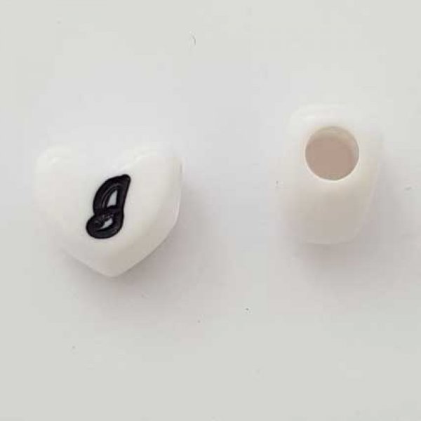 Perle C&oelig;ur Lettre G Blanc Noir 11mm