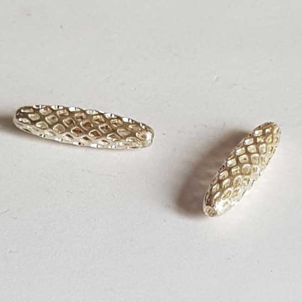 Perle Ovale métal 19 x 5 mm Argent