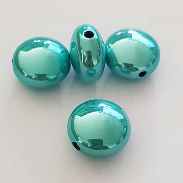 Perle Ronde Plate Turquoise 01 17 mm