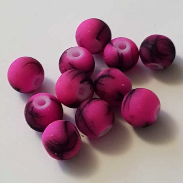 Perle Ronde effet gomme tachet&eacute; 10 mm Rose 05