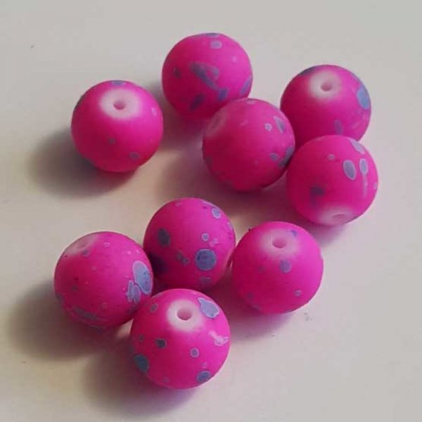 Perle Ronde effet gomme tachet&eacute; 10 mm Rose 02