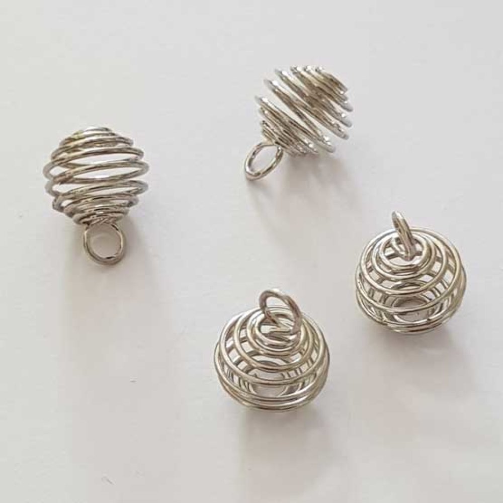 Perle spiralformet fjederbur 11 mm sølv N°02