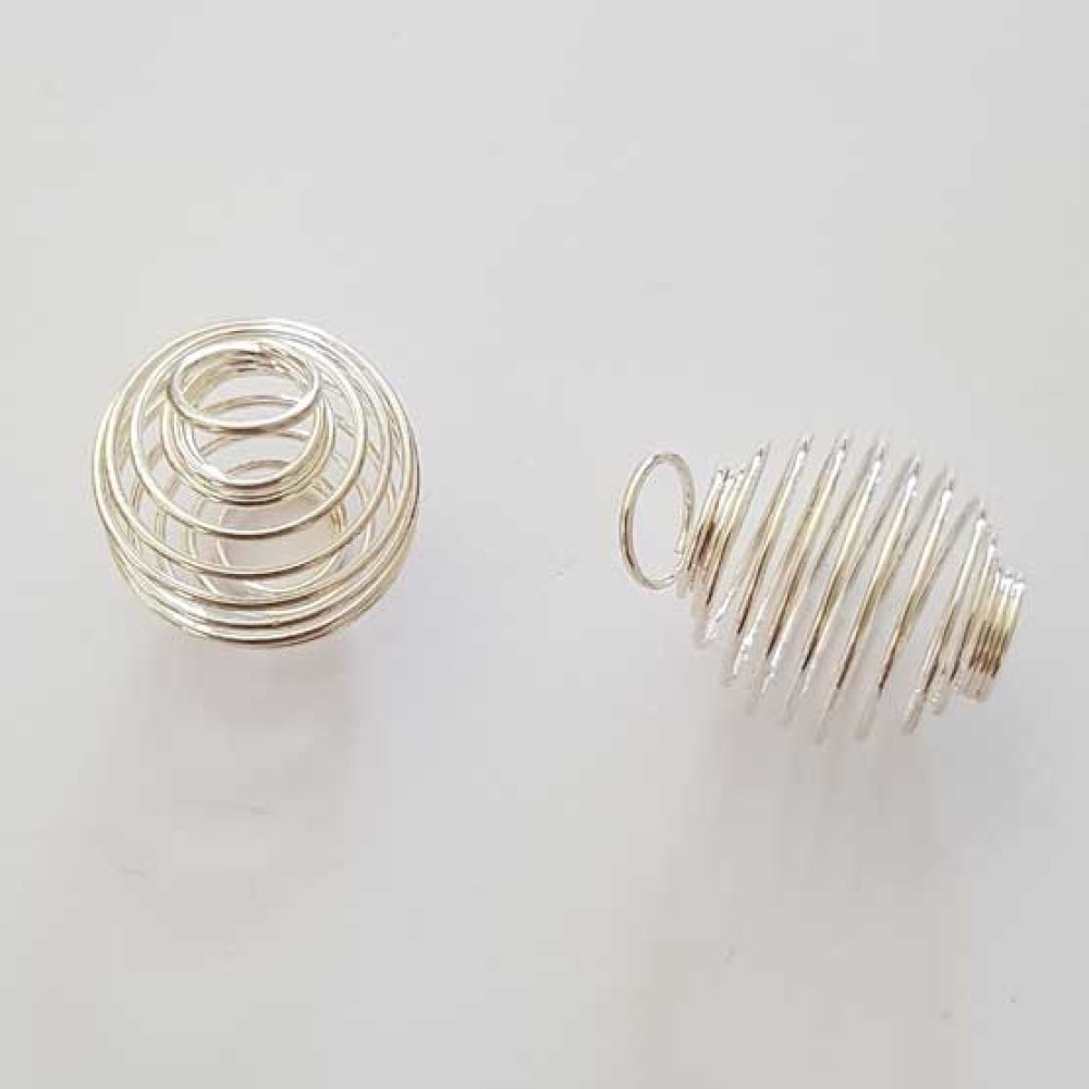 Perle spiralformet fjederbur 23 mm sølv N°03