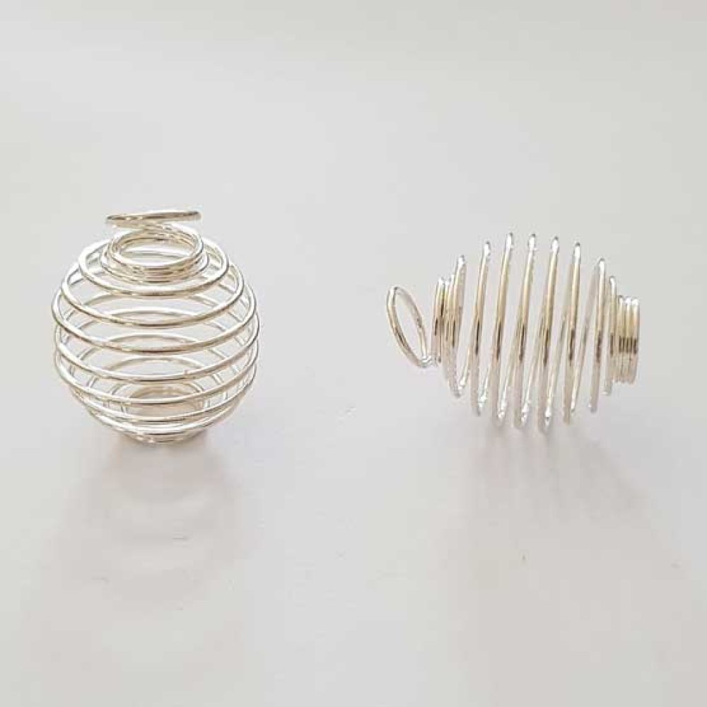 Perle spiralformet fjederbur 23 mm sølv N°03