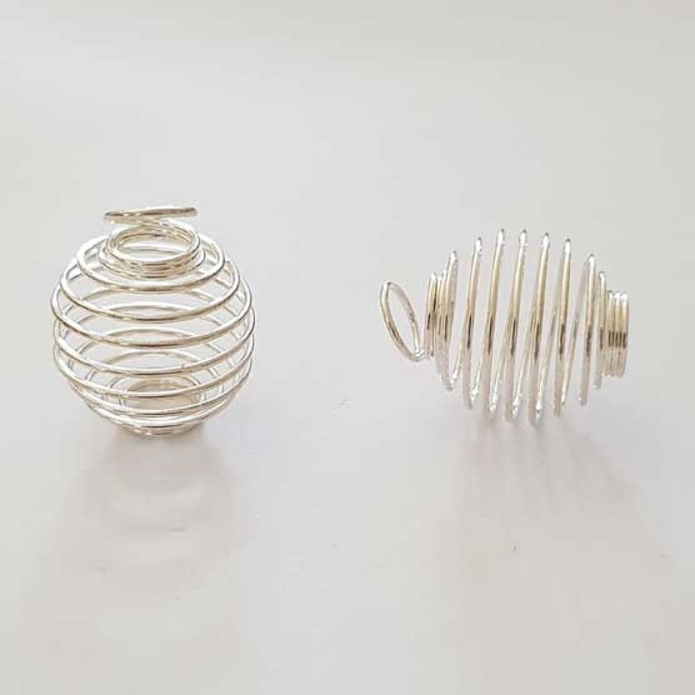 Perle spiralformet fjederbur 23 mm sølv N°03