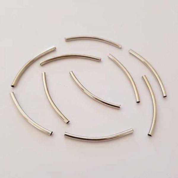 Perle Tube Courb&eacute; N&deg;01 Argent Vieilli 30 mm