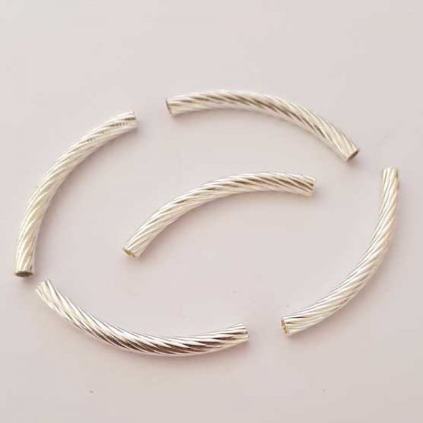 Perle Tube Courb&eacute; N&deg;06 Argent 44 mm Tube Vrill&eacute;