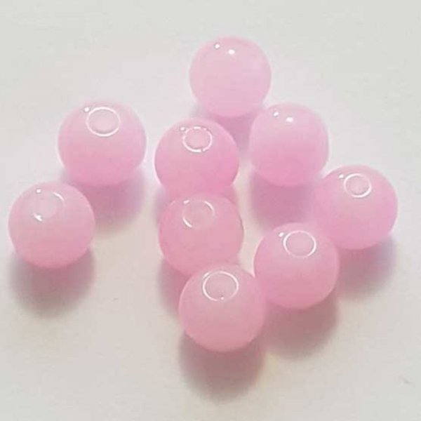 Perle Verre Ronde 10 mm Rose 01 x 1 Pi&egrave;ce