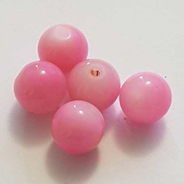 Perle Verre Ronde 10 mm Rose 03 x 1 Pi&egrave;ce