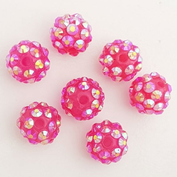 Akryl og rhinestone perle 10 mm shamballa stil N&deg;02