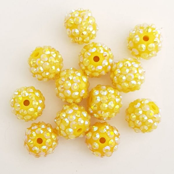 Akryl og rhinestone perle 14 mm shamballa stil N&deg;01