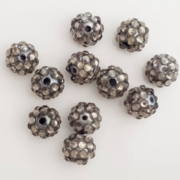 Akryl og rhinestone perle 10 mm shamballa stil N&deg;05