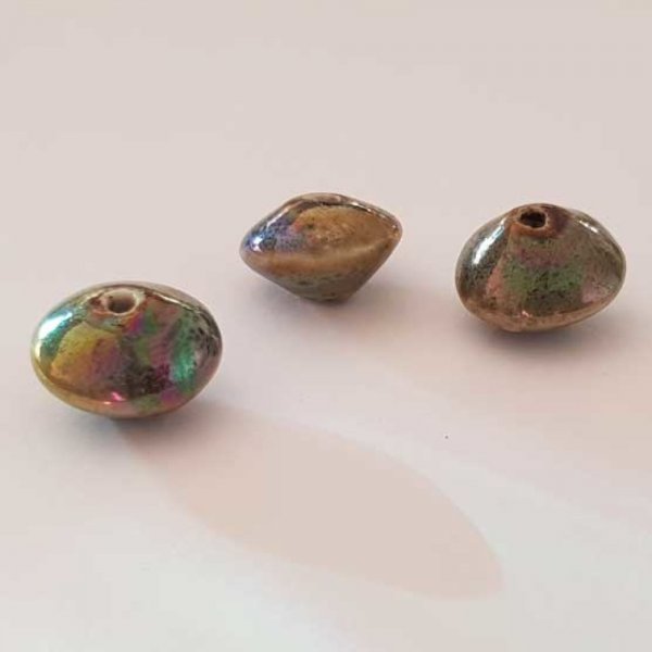 Perle fantaisie soucoupe c&eacute;ramique vert 01 20 mm N&deg;7