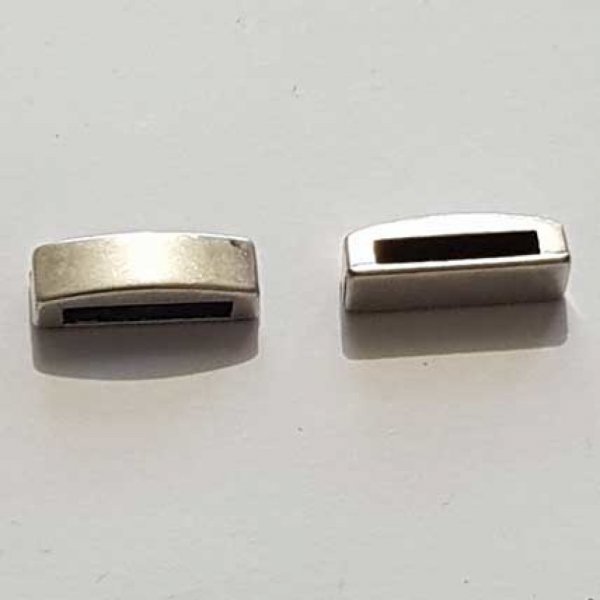 Perle passant rectangle pour cuir 13 mm Argent N&deg;09