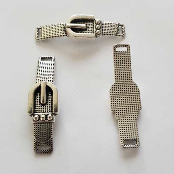 Perle passant rectangle pour cuir 04 mm Argent N&deg;01