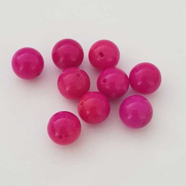 Perle ronde c&eacute;ramique fushia 10 mm N&deg;001