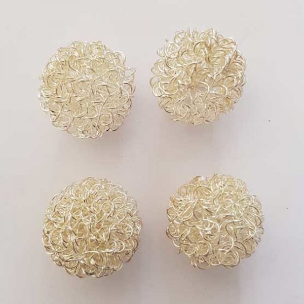 Perle ronde fil de fer m&eacute;tal fantaisie 30 mm Argent