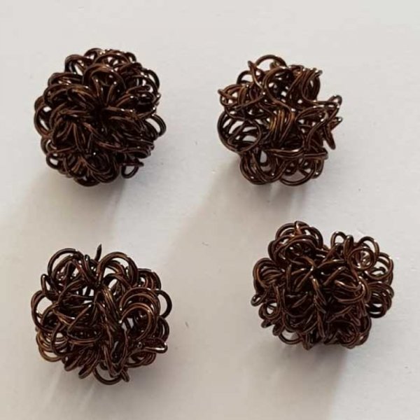 Perle ronde fil de fer m&eacute;tal fantaisie 14 mm Marron