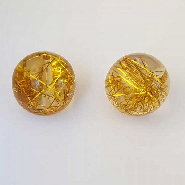 Perle ronde plastique brillante jaune dor&eacute; 24 mm N&deg;001