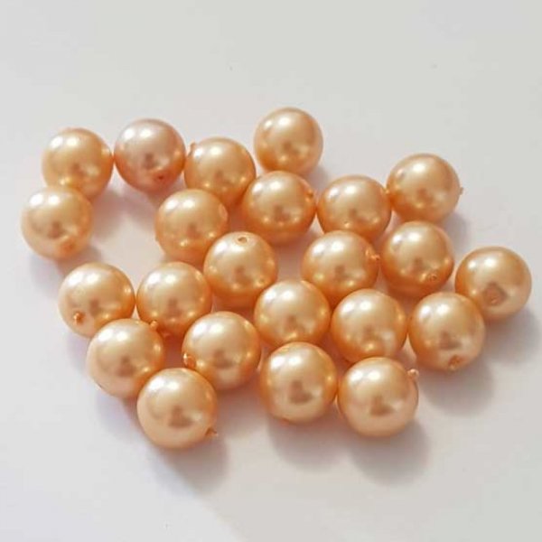 Perle ronde verre effet nacr&eacute; saumon 10 mm N&deg;01