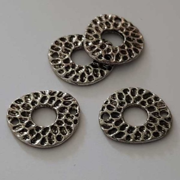 Perle rondelle plate anneau intercalaire en m&eacute;tal argent&eacute; 028 Argent